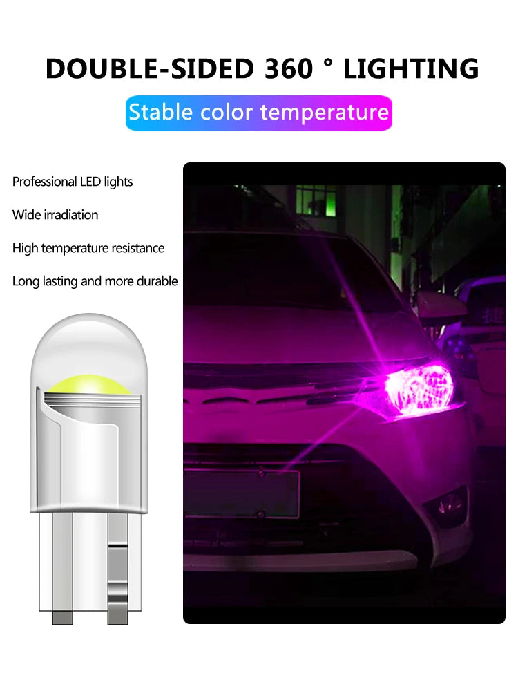 LED T10 Car COB Glass Housing Light