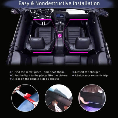 Neon LED Car Interior Ambient Foot Strip Light Kit